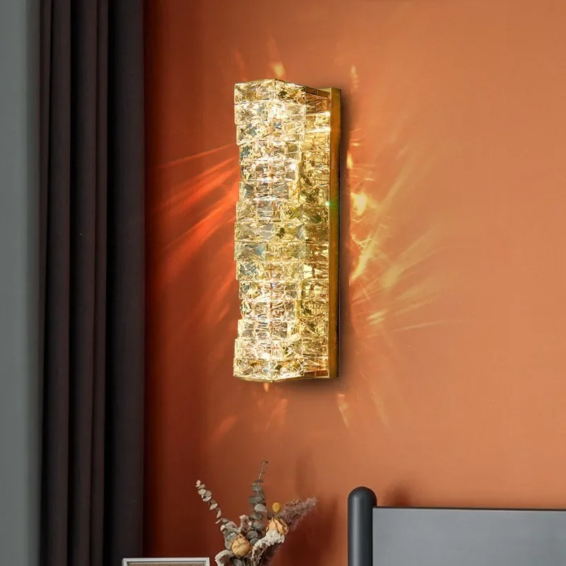 

Скандинавские дизайнерские хрустальные настенные лампы, бра для прикроватных светильников, коридора, фоновая лампа для декора дома, осветительные приборы