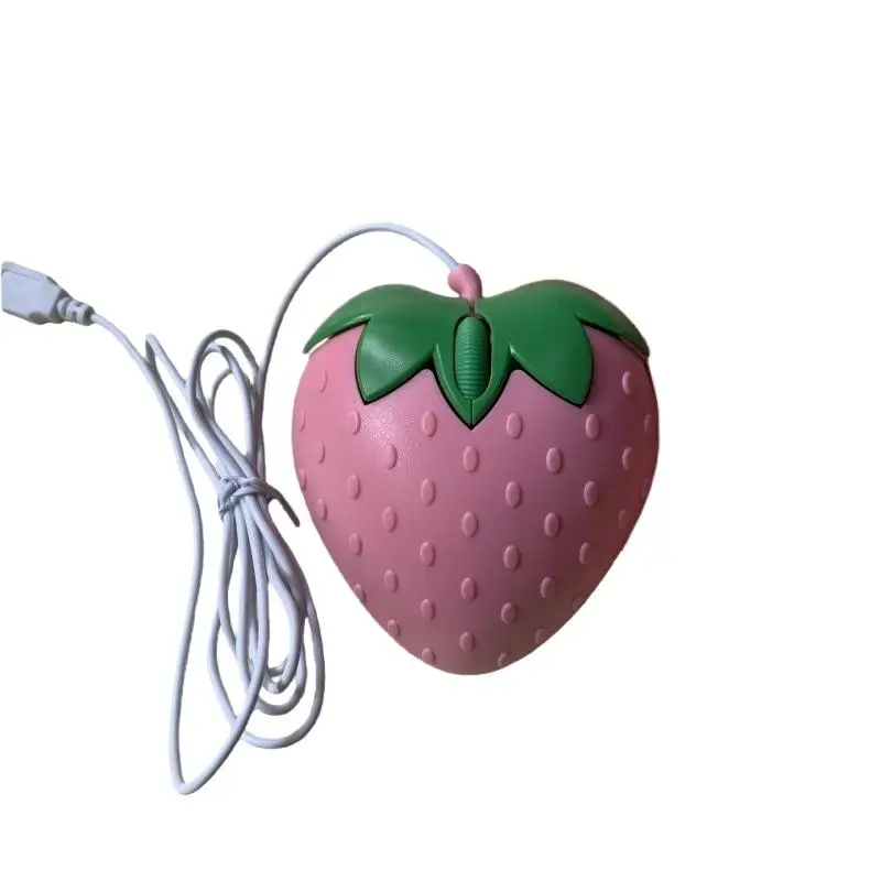 Y-1 יחידות עכברים אופטיים USB 3D מיני חמוד מצויר תות עכבר חוטי למחשב נייד PC Gamer Girl מחשב תות עכבר משחקים
