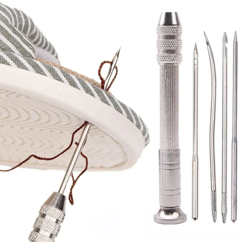 Leather Sewing Kit Leather Punching Awl Leather Sewing Awl Set Replaceable Multifunctional Shoes Repair Tool Kit Punch Stitching Needles DIY Sewing Leathercraft
