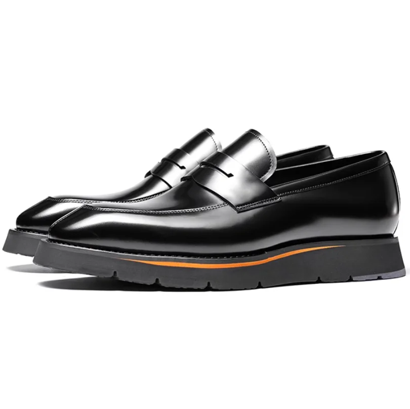 Hochwertige britische Slip-on-Loafer für Herren von Business Casual mit seitlichem Reißverschluss, Perlmuttleder, glänzender dicker Sohle, formelle Herrenschuhe. – Detail 8