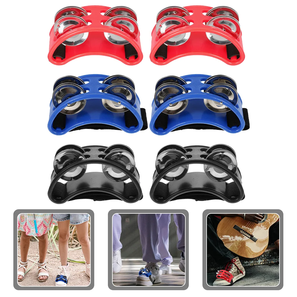 

6pcs Foot Tambourine Percussion Musical Instrument Metal Jingle Bell Accessory