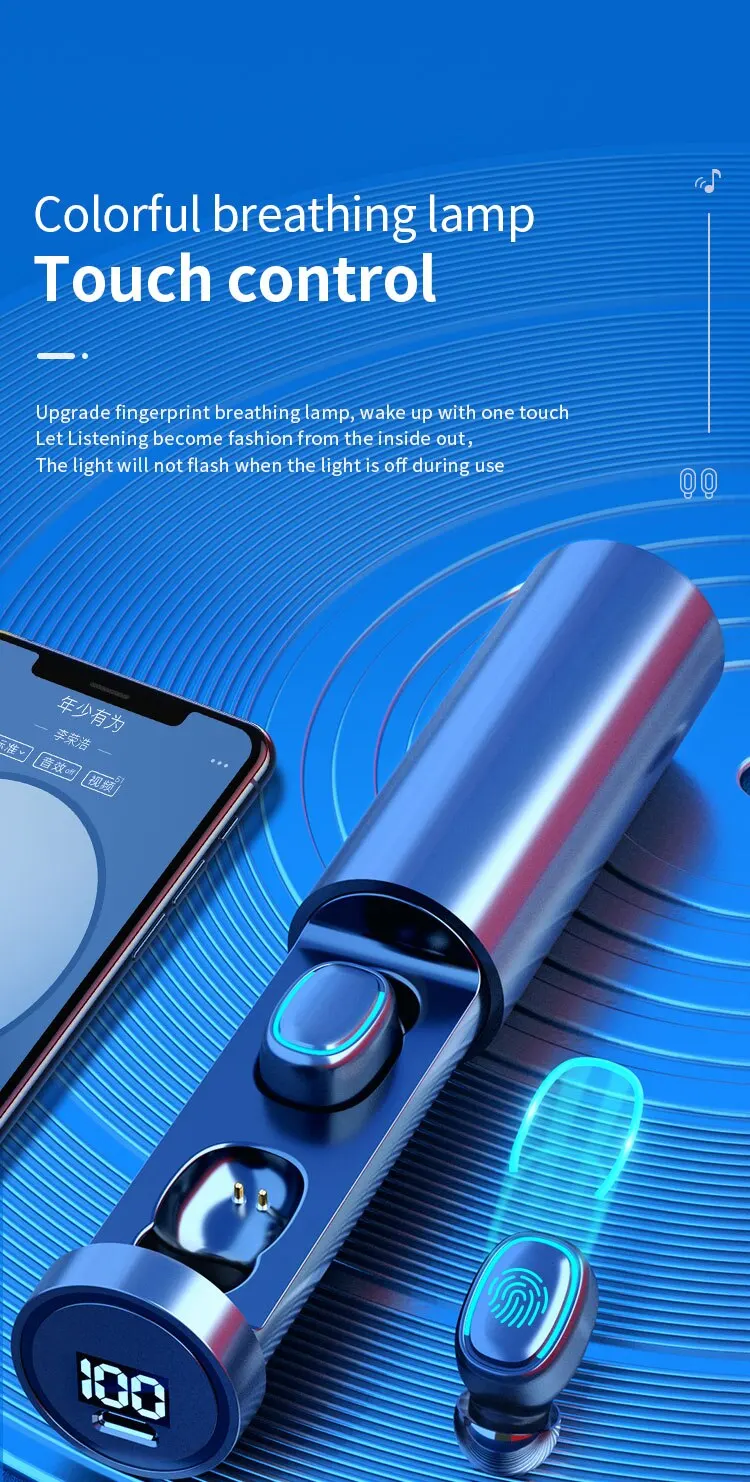 Description Picture 4 of itemC1 TWS Wireless Earbuds Bluetooth Headphones 9D Sound Waterproof Earphones LED Display Sports Music Headset Built-in Microfon