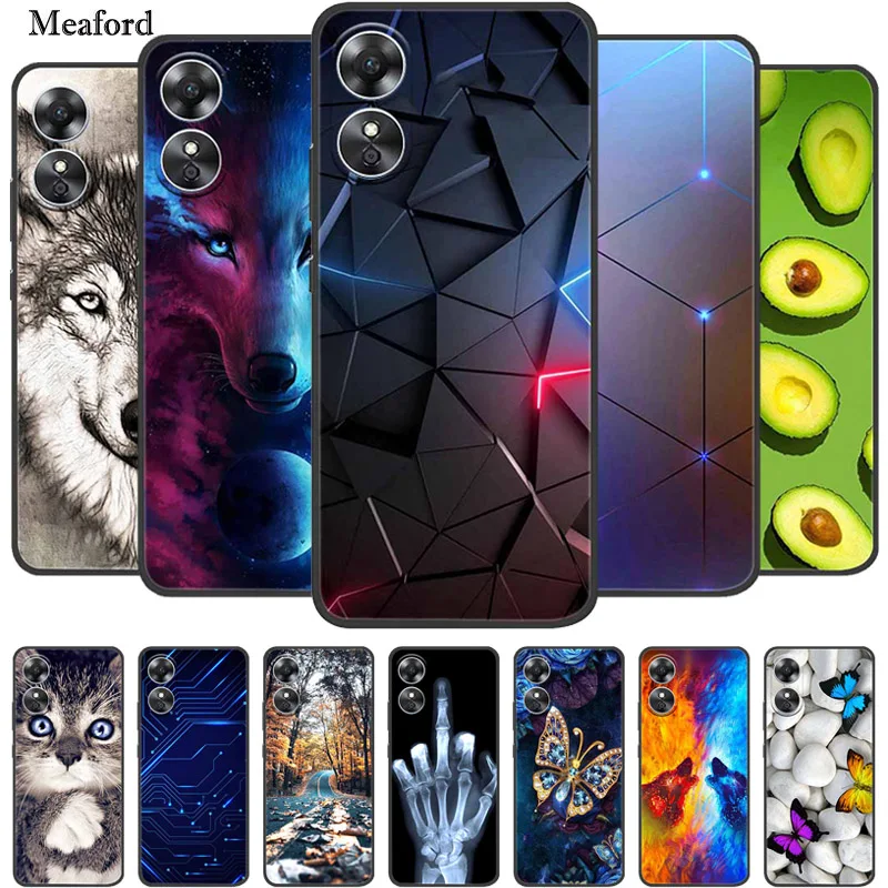 Desenhos animados bonitos do gato pintados Soft Silicone TPU Phone Case,  Tampa traseira Oppo A78 4G, CPH2565 - AliExpress