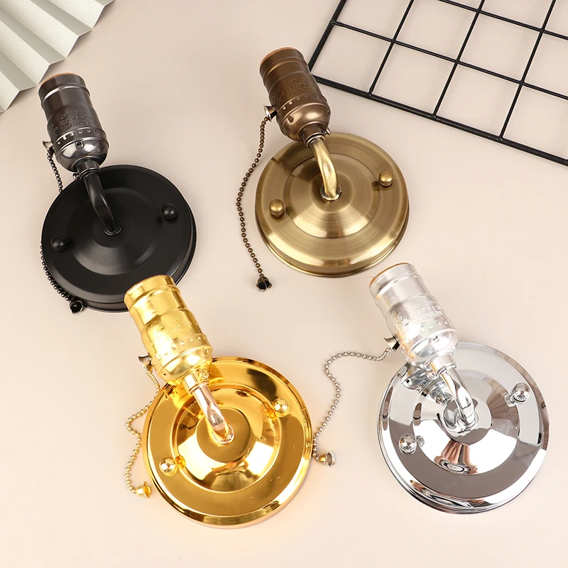 Description Picture 6 of itemPull Chain Switch Scones Led Wall Lights Chrome Loft Style Retro Vintage Iron Bedroom Wall Lamp Base Bedside Lampen Stair