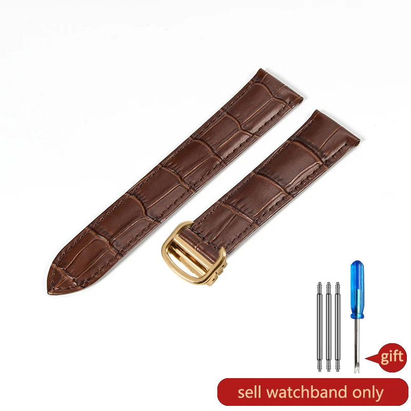 thumbnail image 1 of Correa de reloj de cuero de 20 mm con diseño de nudo de bambú para mujer Cartier Blue Balloon New Must Correa de reloj de cuero de vaca Tank London Solo, 1 of 5