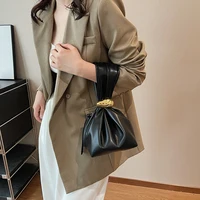 Design Mini PU Leather Dumpling Niche Clutch Bags for Women Fashion Knotted Female Retro Shoulder Bag Wrist Handbags and Purses - Image 5