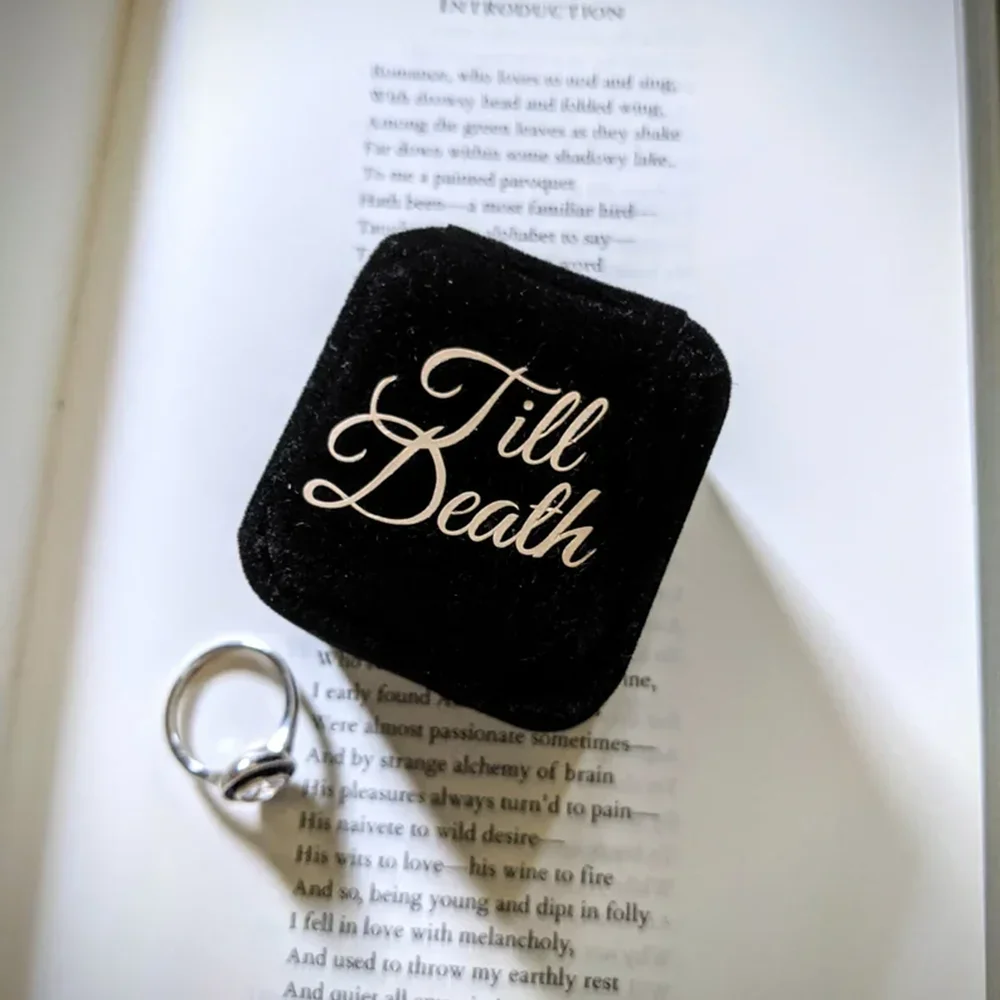Till Death Schwarzer Samt Traditionelle Ringbox Halloween Hochzeit Verlobung Requisite Gothic Halloween Geschenk Hochzeitsantrag Ringbox
