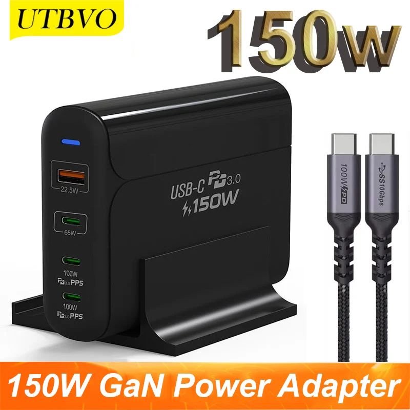 

UTBVO 150 Вт настольное зарядное устройство с 4 портами USB C с 3 USB-C мощностью поставка PPS 4 + и USB 3,0 быстрая зарядная станция для iPhone, MacBook