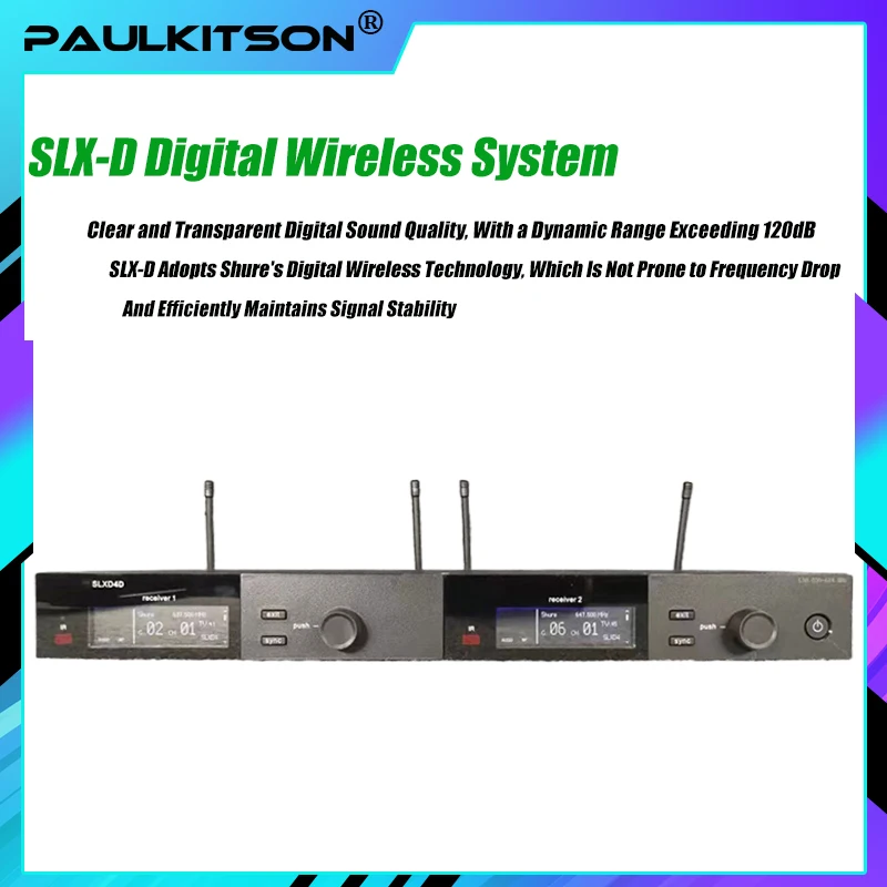 Wireless Microphone Paulkitson Dual Channel SLXD4D/B58 Wireless Handheld Microphone Digital Live Streaming Dynamic Microphone