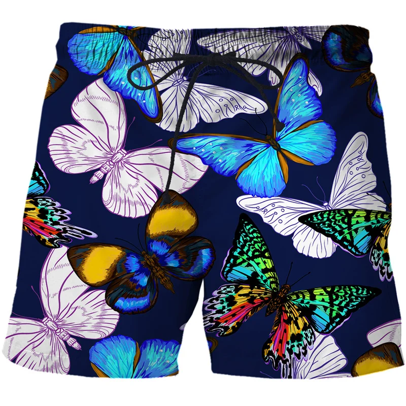 

Men's Summer Hawaiian Beach Shorts 3D Printed Cartoon Butterfly Jogging Short Pants Fashion Quick Dry Sports Swimming Trunks