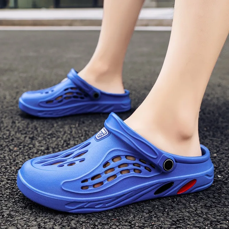 Summer Mens Garden Shoes Beach Sandals Breathable Men Hole Shoes Light Clogs Home Garden Outdoor Male Flat Slippers Big Size 49