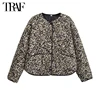 TRAF Leopard Print Jackets for Women Coats Oversized Jackets Woman 2024 Snap Button Overcoat Female Long Sleeve Women's Jacket 1