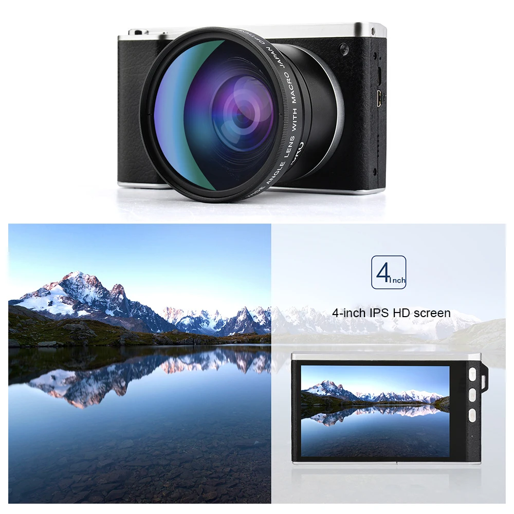 4K Mirrorless HD Digital 24 Million Pixel Camera IPS Touch Screen 4-Inch Touch Screen Plus Wide-Angle Lens SLR Camera Youtube