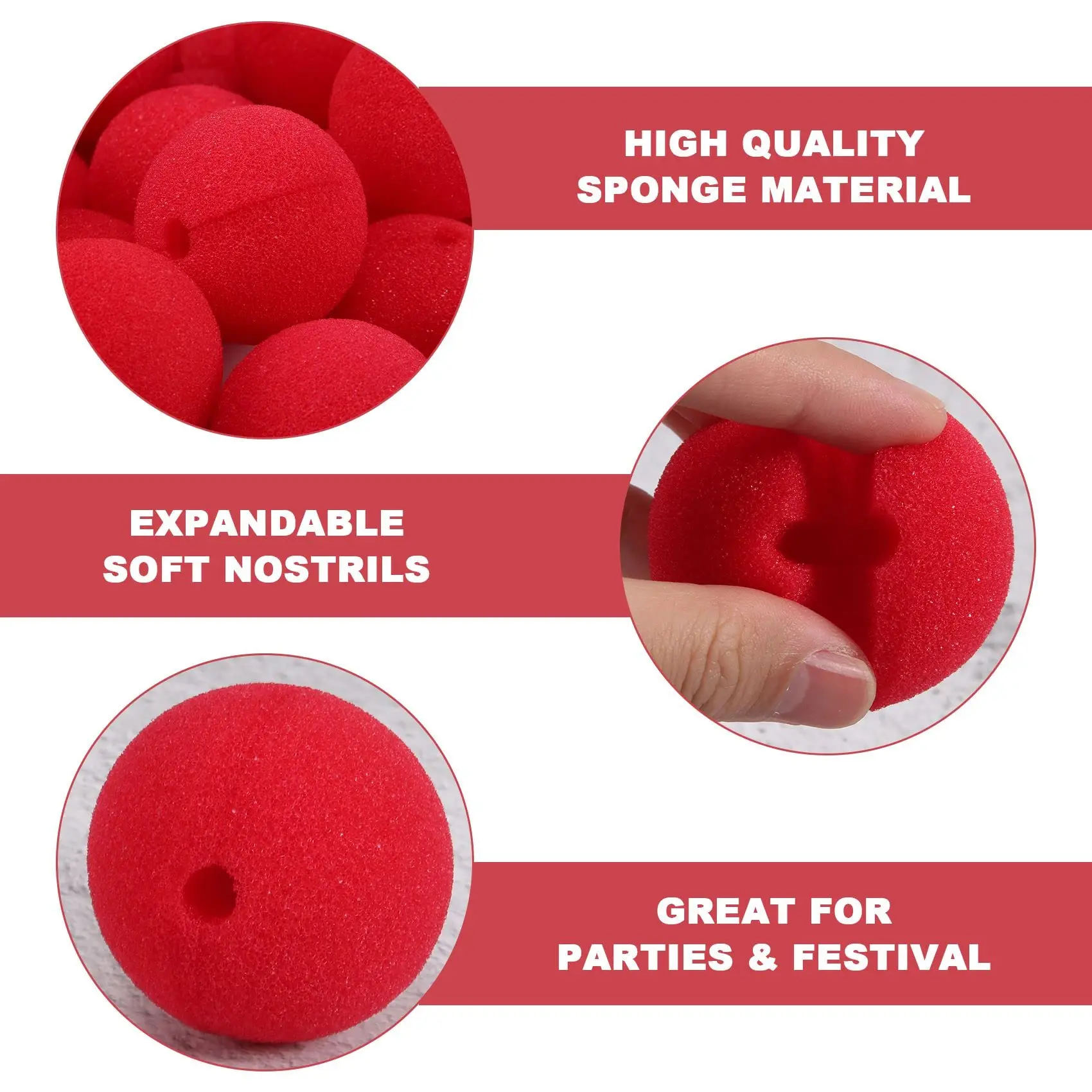 10–100 Stück rote Schwammbälle, Clown-Nase, Halloween, Karneval, Party, Clown, Zirkus, Requisite, Cosplay, Kostüm, Make-up-Dekoration für Kinder und Erwachsene – Detail 7