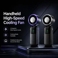 Ventilateur portable, ventilateur pliable à suspendre au cou à 5 vitesses, vent puissant, batterie longue durée 9H 4000mAh, mini refroidisseur d'air pour les voyages et les activités de plein air 1