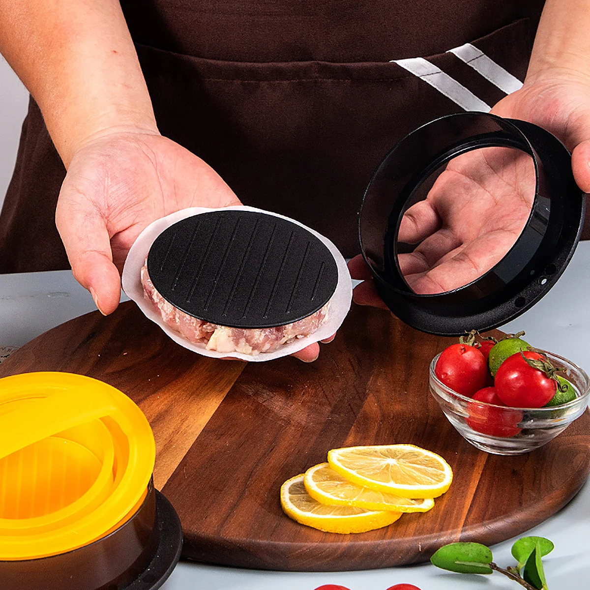 Burger Press With 100 Pcs Oil Paper Hamburger Multi-Purpose Meat Press Patty Meatloaf Mould Barbecue Kitchen Utensils Cooking