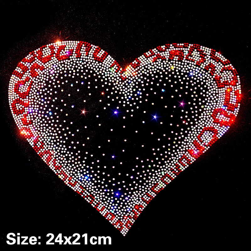 

Heart-shaped Lip Love Shiny Iron on Applique Patches Hot Fix Rhinestone Transfer Motifs Transfer DIY on Design for Shirt Dress