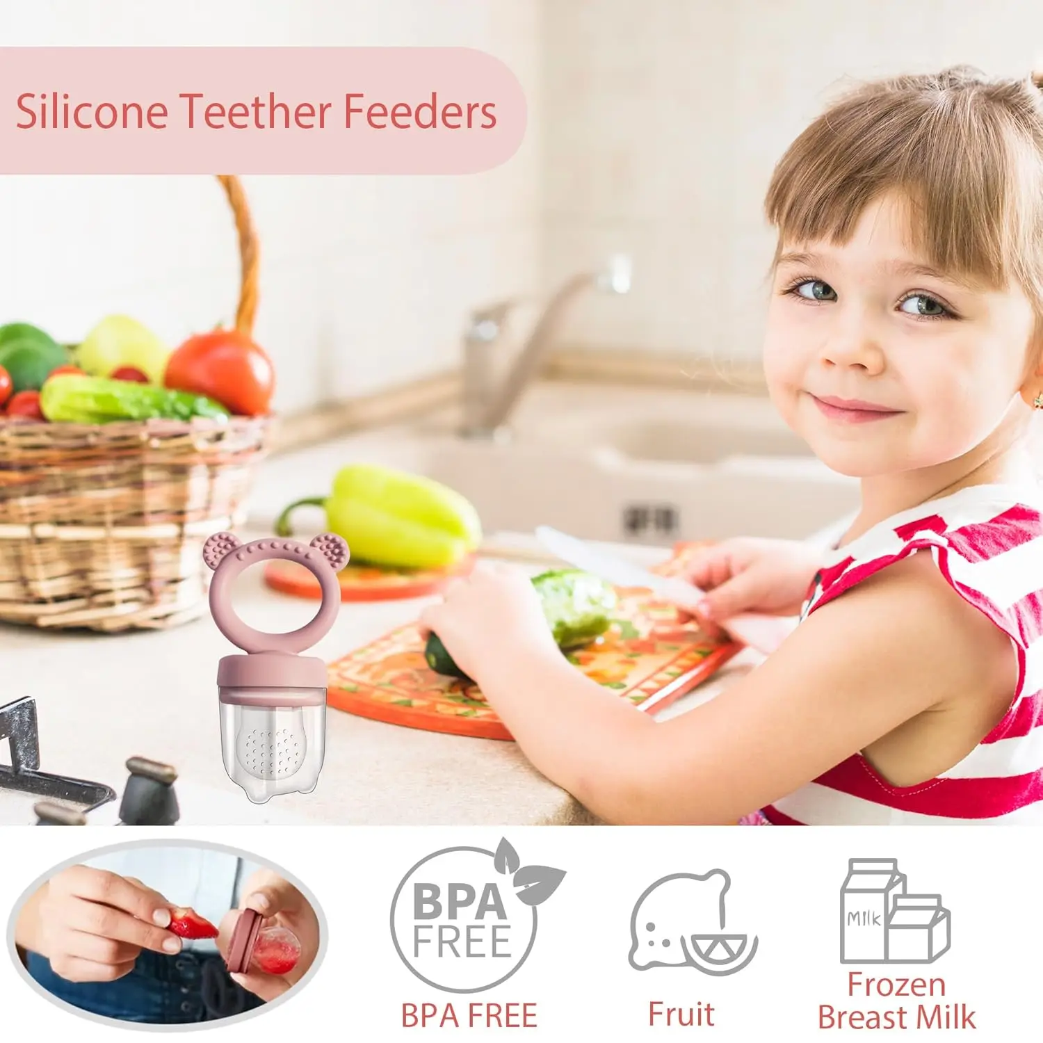 Silicone Freezer Tray 2pcs Bear Set Bites Fruit Feeder Breastfeeding Food Soup Popsicle Moulds
