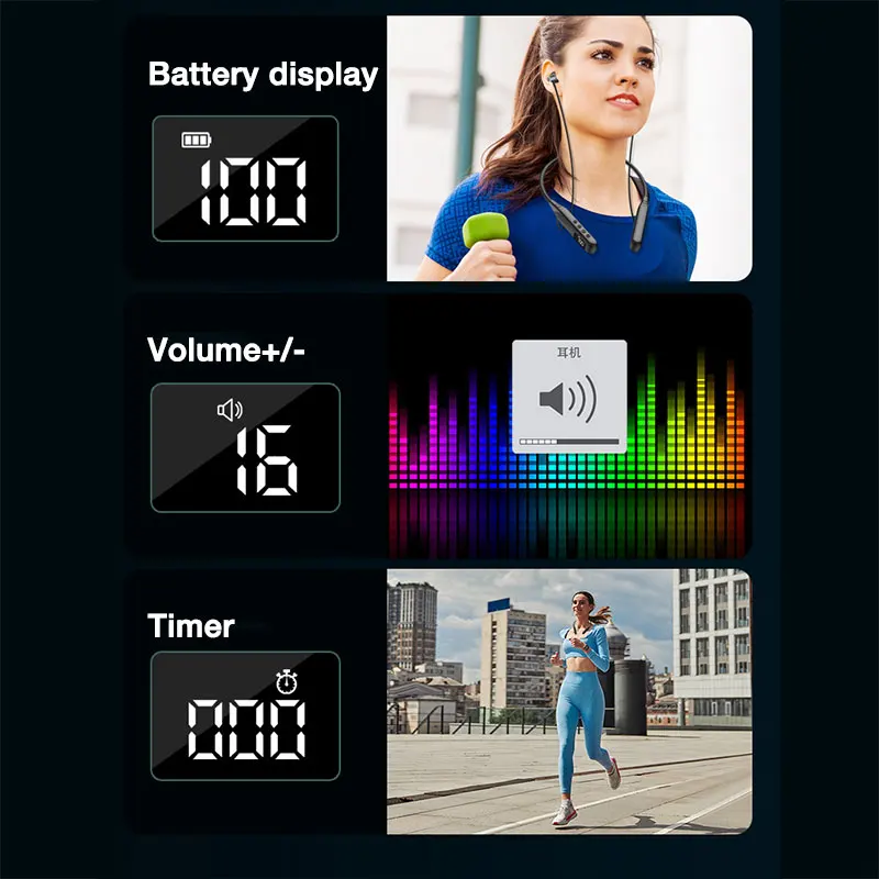 Eardeco-auscultadores sem Fios com Microfone Faixa de Pescoço Bluetooth Estéreo Reprodução de 120 Horas Baixo Desporto - Image 3