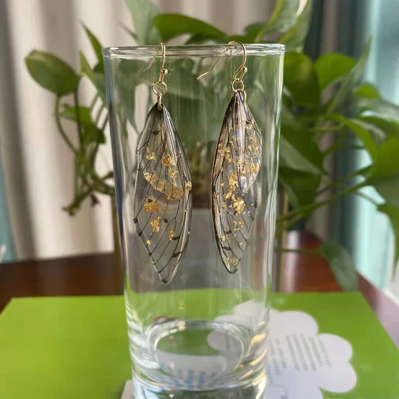 Fairy Clear Gradient Resin Simulation Wing Drop Earrings Butterfly Earring For Women dangle earrings drop earrings butterfly earrings