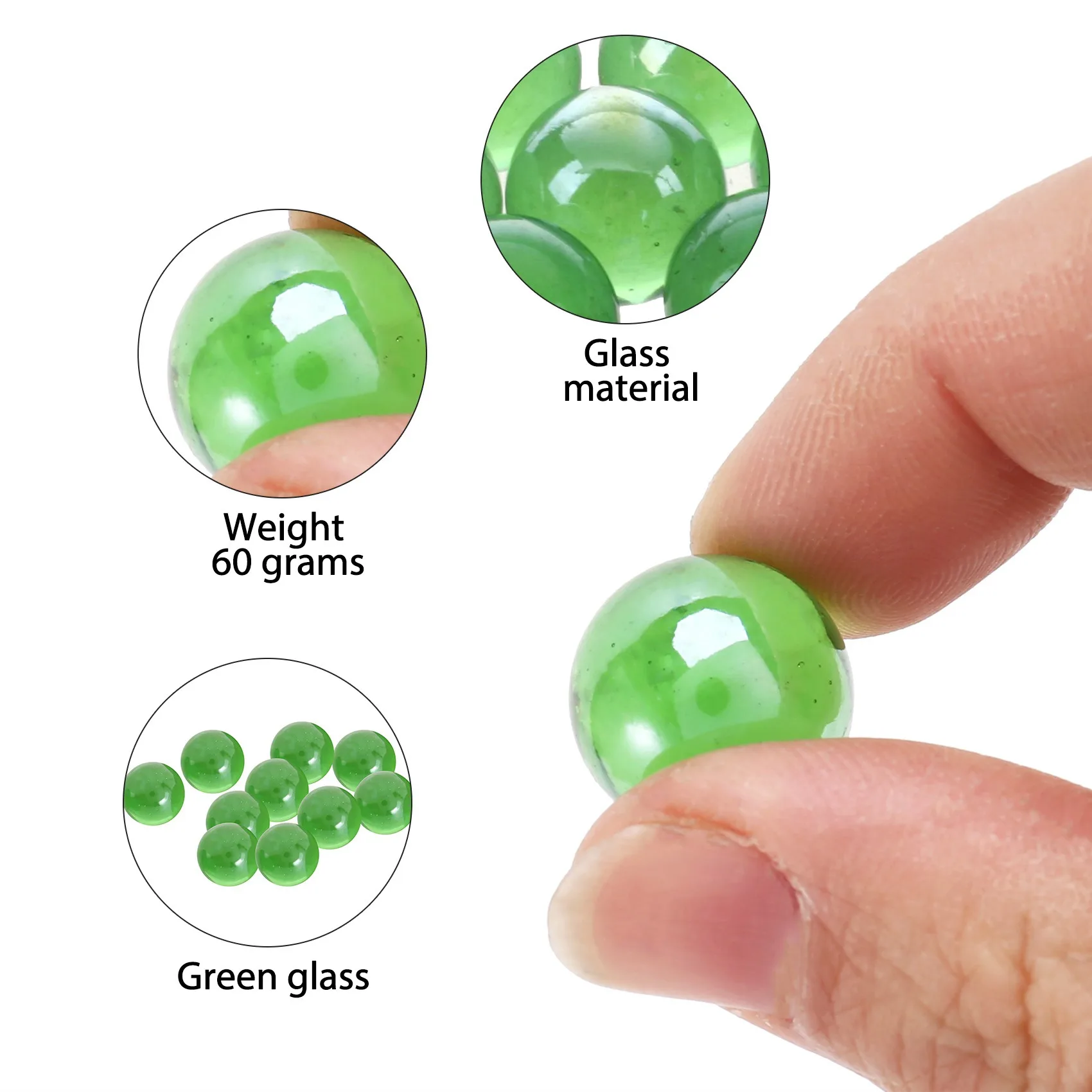 10 Pcs Marbles 16mm glass marbles Knicker glass balls decoration color nuggets toy green 5
