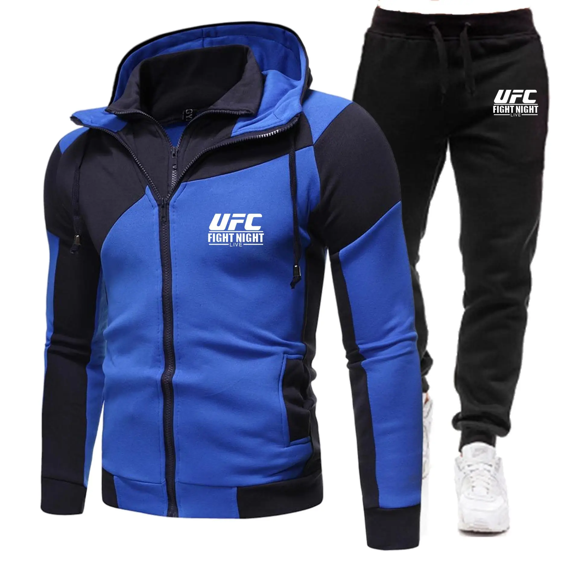 2022 New Fashion Sportswear Zipper Hoodie Casual Sports Men's Mma Hooded Sportswear Men's 2-piece Sweatshirt + Sweatpants mens linen short sets