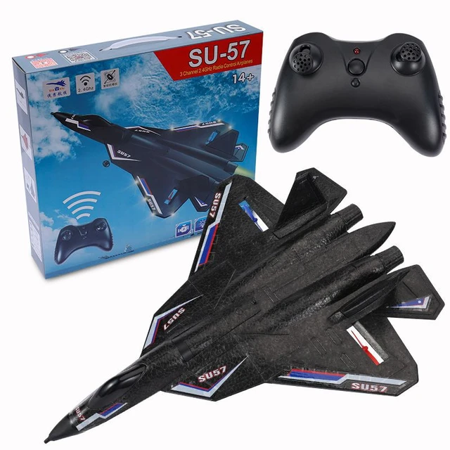 BBSONG SU 57 RC Plane Radio Remote Control Airplane with Light Fixed Wing Electric Controlled EPP Foam Aircraft Toy For Children 6