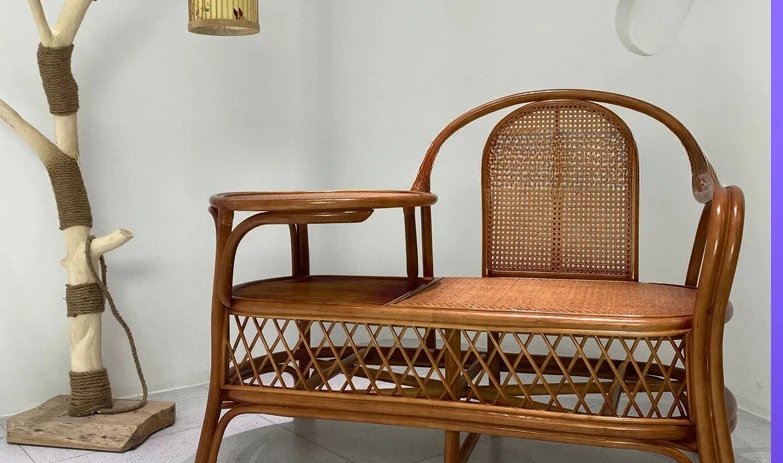 Sedia Cinese In Rattan Soggiorno Real Rattan Chaise Longue Villa Anziani Telefono Tavolo Da Tè