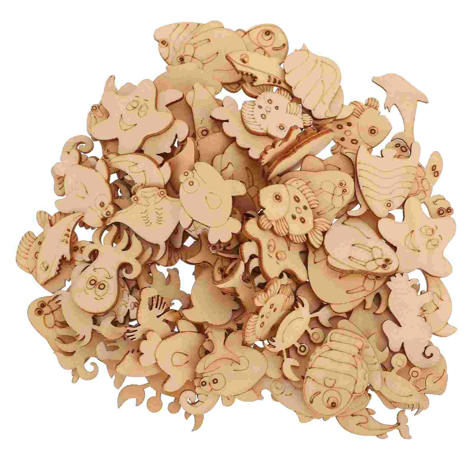 

Marine Animal Wood Chips Slice DIY Wooden Craft Cutout Unfinished Blank Childrens Toys