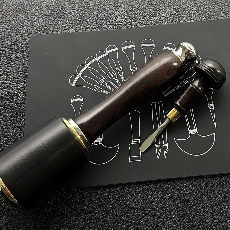 Set 2 Martelli Da Intaglio In Pelle - Martello Verticale E Orizzontale In Nylon E Legno