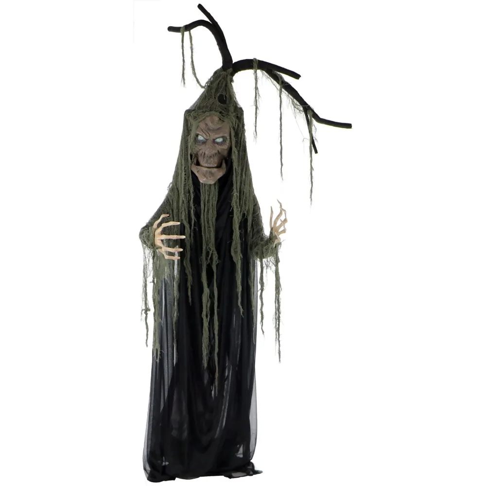 

Life-Size Animated Haunted Talking Tree Prop w/ Moving Mouth, Multi Color, halloween decorations for home