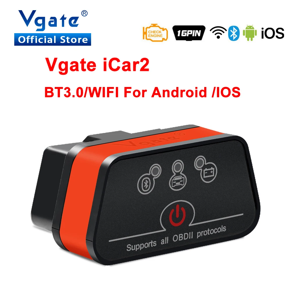 OBD2 Scanner-Vgate iCar2 OBD2 Bluetooth WIFI Car Scanner Tool ELM327 V2.2 for IOS/Android PK ELM 327 V 1 5