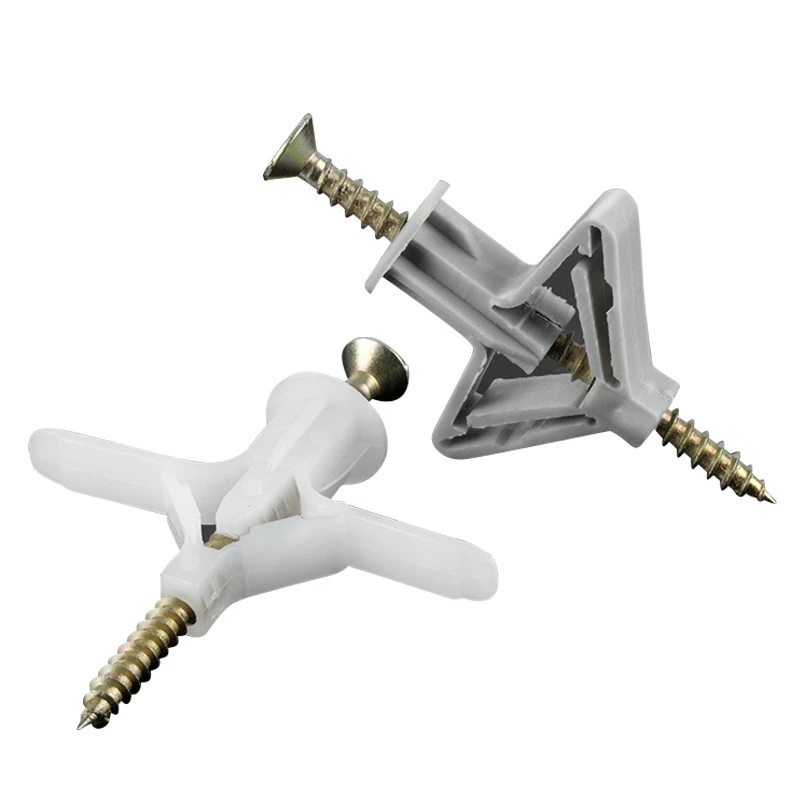 Drywall Anchor Kit 50/100Pcs Expansion Drywall Anchor Kit Screws Self Drilling Wall Home Pierced Special Nylon Plastic Gypsum Board 앙카