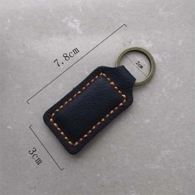 Vintage Cowhide Leather Keychain Accessory - Mini Handbag Pendant