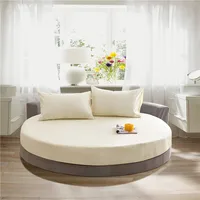 100% Cotton Round Fitted Bed Sheet Set or 1 Pcs Round Bed Sheet with Elastic Strap Pure Cotton Bedsheet and Pillowcases Hotel 1