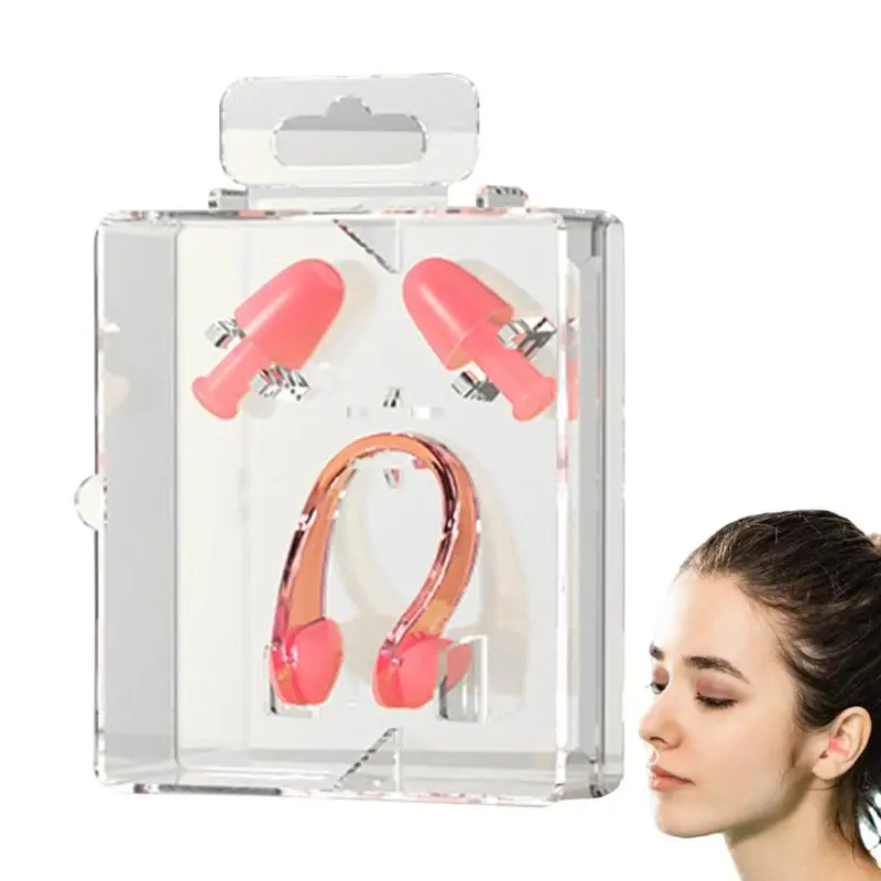 

Swimming Nose Clip Ear Nose Protection Box Package Comfortable Water Resistant Professional Reusable Swimmers Ear Plugs Nose