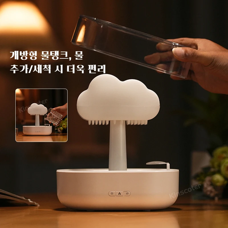 KINSCOTER 킨스코터 레인 클라우드 아로마 디퓨저 젠 빗방울 공기 가습기 에센셜 오일 디퓨저 USB 데스크톱 초음파 분사기