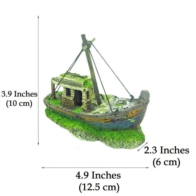 Aquarium Resin Ornament Pirate Ship Wreck Ship Decor Boat Decorations Fish Tank Accessories Aquarium Ornament