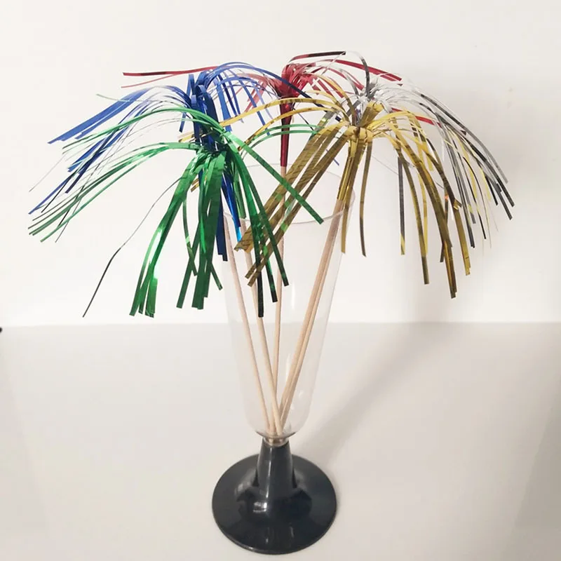 

1000pcs Fireworks Sticks Fruit Picks Compote Decorated Colorful Dessert Cake Toppers Party Bar Drink Cocktail Decoration Tool