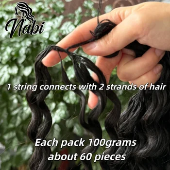 NABI Crochet Human Hair Bundles Pre-Separated Invisible Human Hair DeepWave 16-24inch 100g/pc for Bora Boho Braids 1