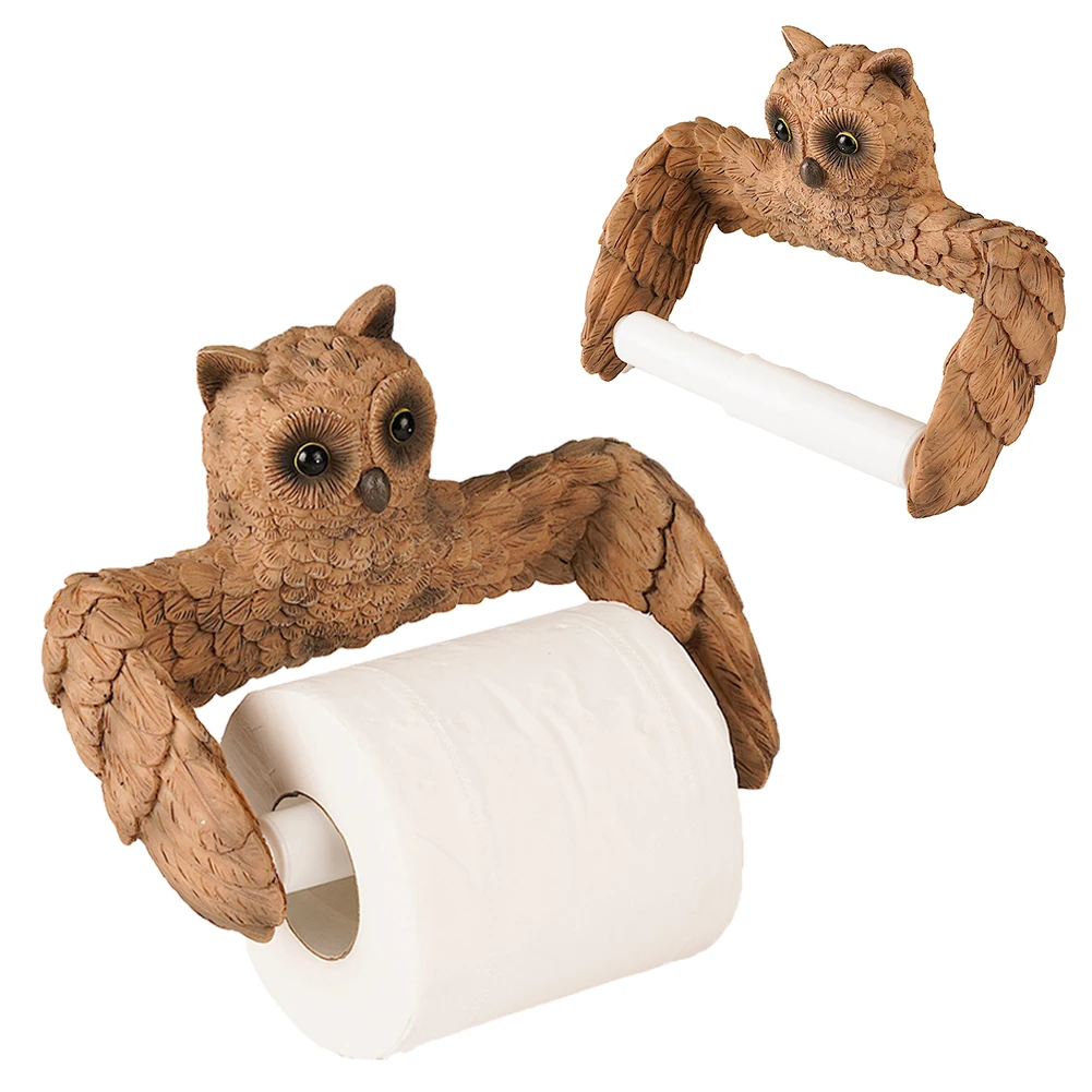 Owl Shape Roll Paper Holder Toilet Paper Holder Stand Creative Resin Tissue Organizer Wall Mounted Bathroom Accessories