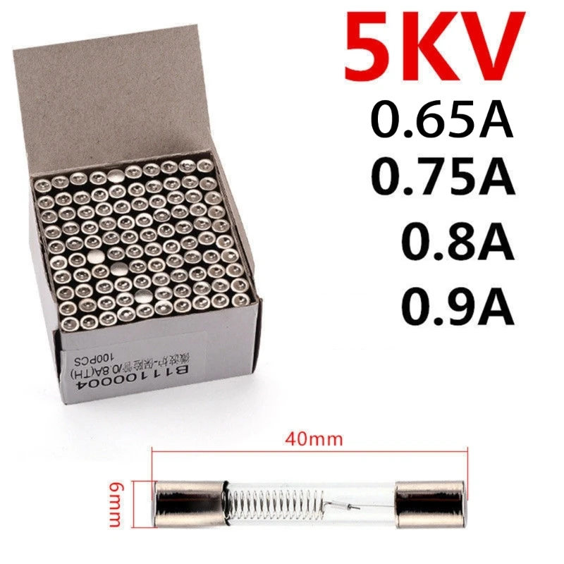 10Pcs 6x40mm Microwave Oven High Voltage Fuse Tubes 0.65A 0.75A 0.8A 0.9A 5KV for Microwave Oven Replacement