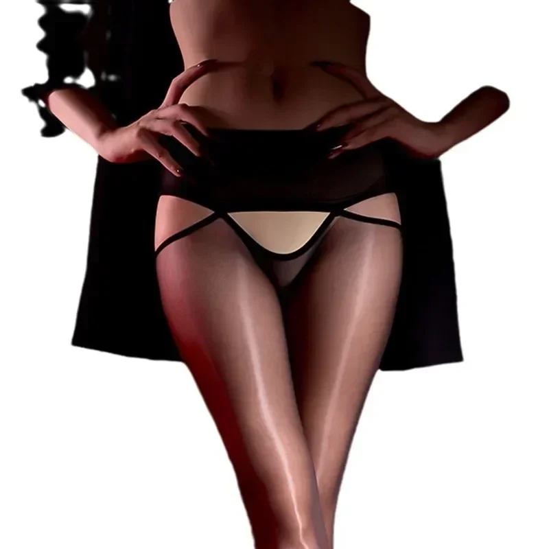 Hollow Out Pantyhose Women Sexy Shiny Black Stocking Ultra Thin Leggings Female Transparent Smooth Tights Glossy Erotic Lingerie