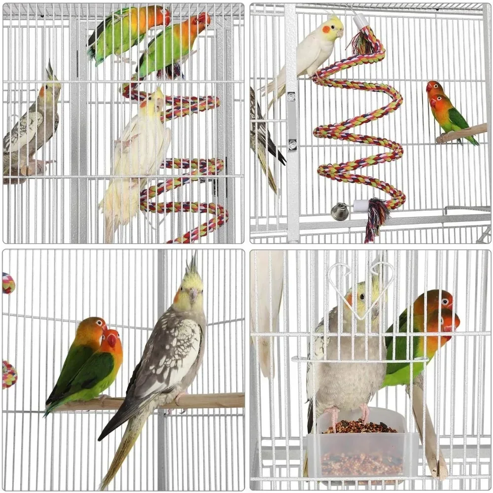 Extra Large Bird Cage 69'' Metal Parrot Cage w/Detachable Stand for Mid-Sized Parrots Cockatiels Conures Budgie Finch pet cage