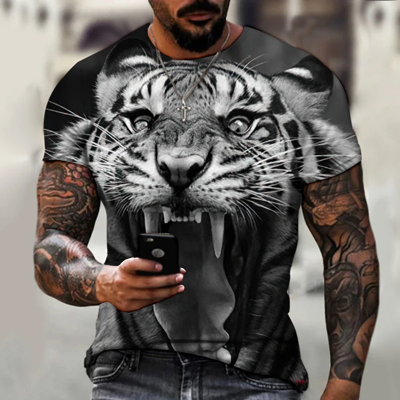 2022-Brand-Men-s-Shirt-Round-Neck-T-shirt-3D-Printing-Animal-Tiger ...