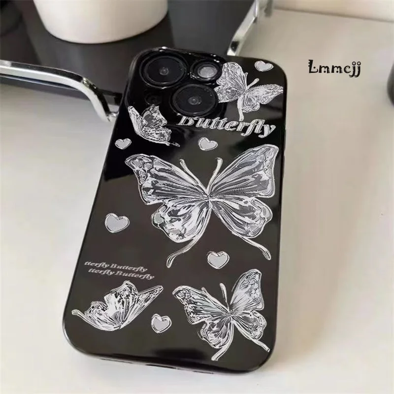 

Lmmcjj INS Butterfly Phone Case For iPhone 13 12 Mini 11 Pro Max 14 15 Plus XR X XS Se 2020 7 8 Silicone Phone Cover iPhone Case