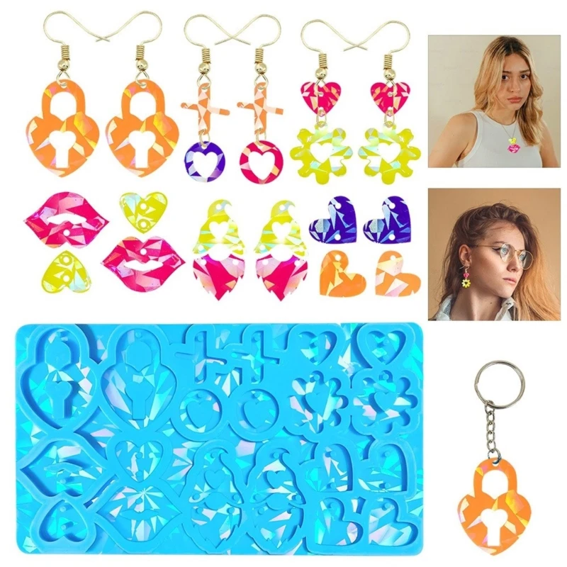 

Resin Mold DIY Keychain Jewelry Earring Heart Pendant Silicone Mold