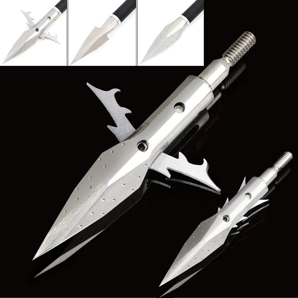 

3pcs Archery Hunting Arrowhead Stainless Steel/Titanium Alloy Traditional Broad Head Fit Arrow Point Tip for Bow Shooting Target