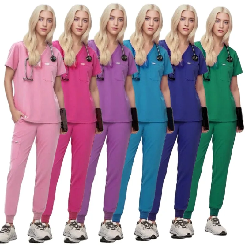

Wholesale Doctors And Nurses Female Scrub Surgical Uniform Stretch Scrub Sets For Women Medical Nursing Scrubs Uniforms Sets