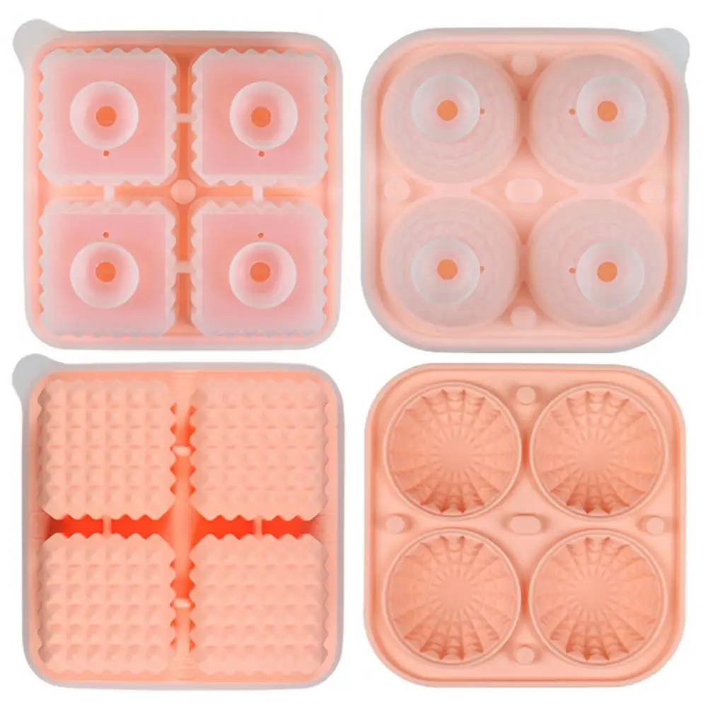 

Ice Ball Maker Silicone Ice Cube Tray Set for Summer Cocktails Whiskey Easy Release Food Grade Mold for Refrigerator 4 Cavities